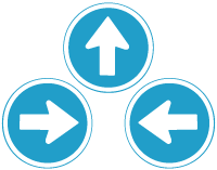 Proceed left right straight only sign
